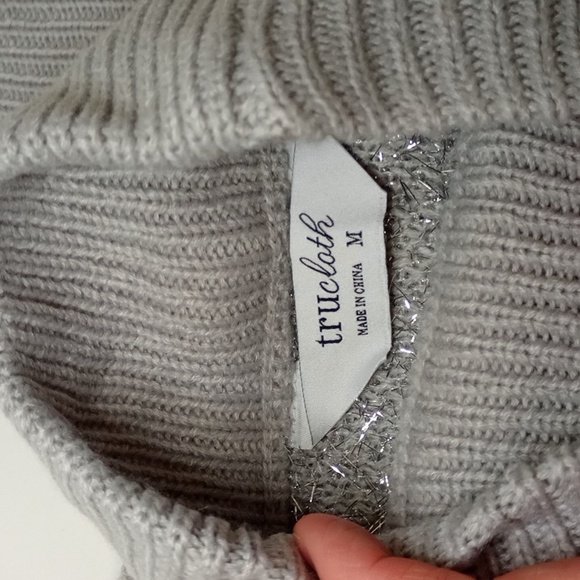 Trucloth Women's Grey Polkadot Tinsel Knit Sweater - Picture 5 of 7